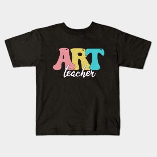 Art Teacher Groovy Colorful Kids T-Shirt